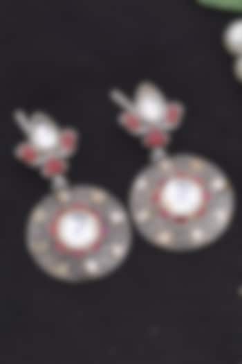 Silver Finish Handcrafted Earrings In Sterling Silver by Shubh Silver at Pernia's Pop Up Shop