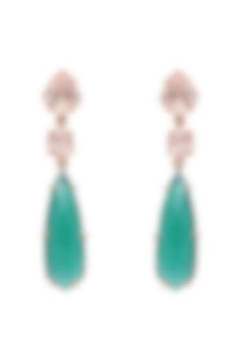 Gold Plated Crystal Polki Jadau Earrings In Sterling Silver by Shubh Silver at Pernia's Pop Up Shop