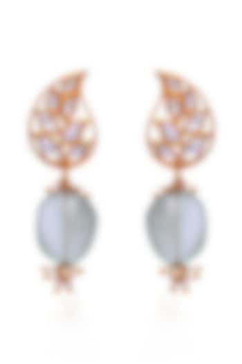 Gold Plated Crystal Polki Jadau Handcrafted Earrings In Sterling Silver by Shubh Silver
