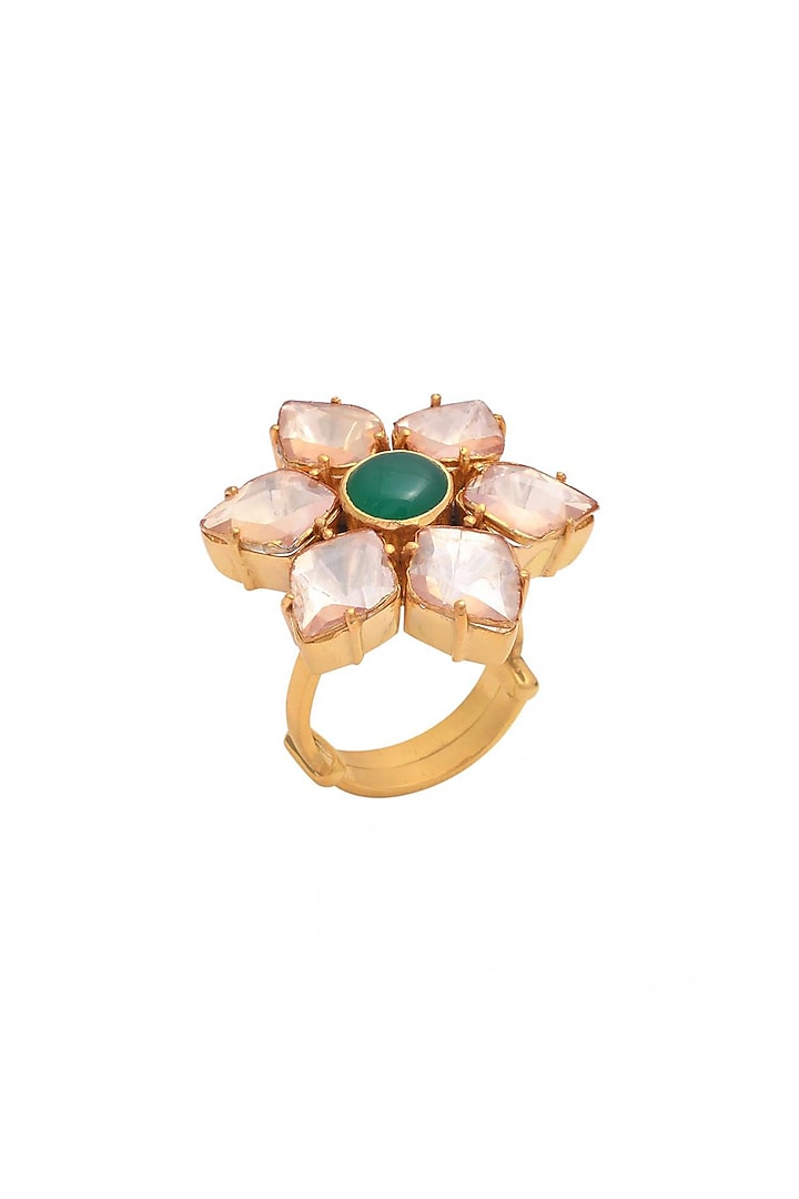 Gold Plated Handcrafted Ring In Sterling Silver by Shubh Silver