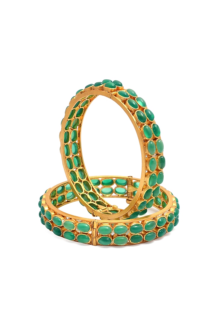 Gold Plated Handcrafted Bangles In Sterling Silver by Shubh Silver at Pernia's Pop Up Shop
