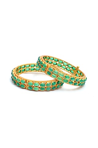 Gold Plated Handcrafted Bangles In Sterling Silver by Shubh Silver