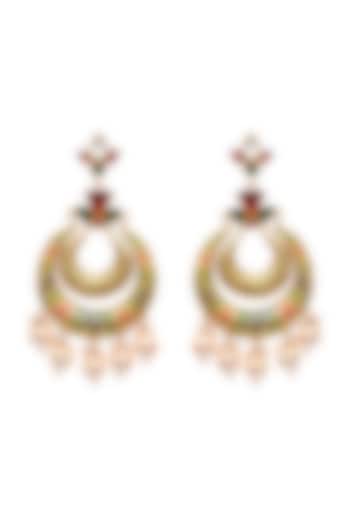 Gold Plated Semi-Precious Stone Dangler Earrings In Sterling Silver by Shubh Silver