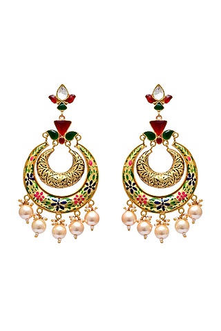 Gold Plated Semi-Precious Stone Dangler Earrings In Sterling Silver by Shubh Silver