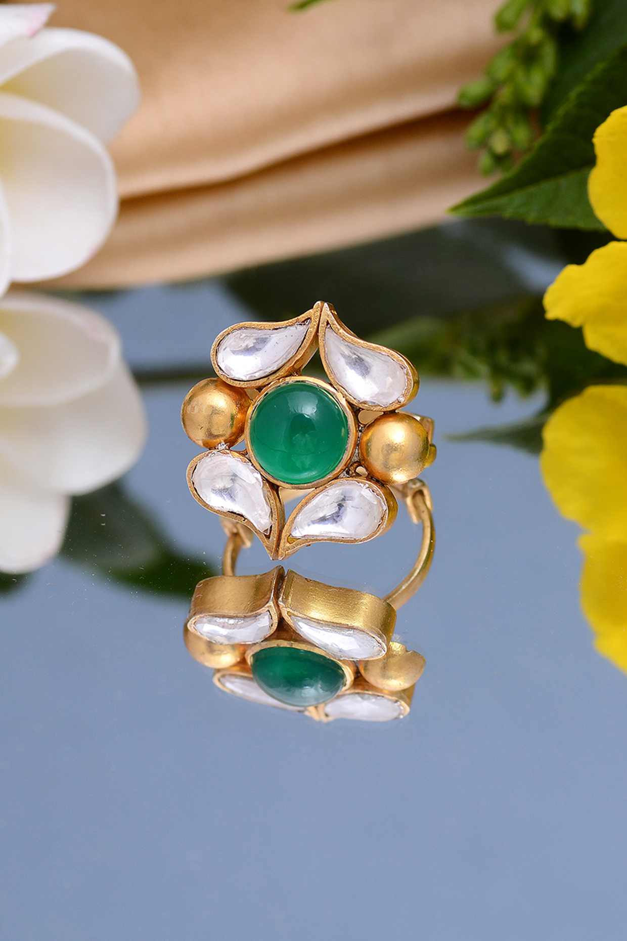 Gold Plated Semi-Precious Stone Handcrafted Ring In Sterling Silver by Shubh Silver at Pernia's Pop Up Shop