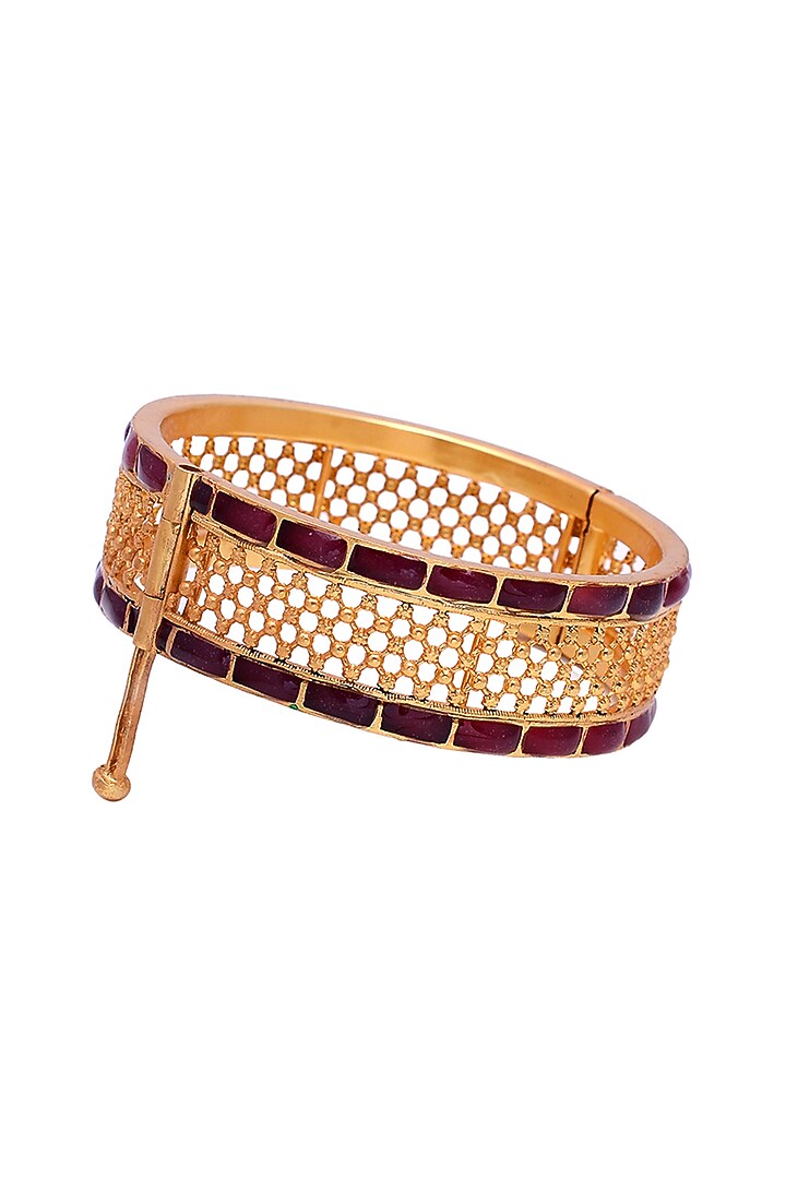 Gold Plated Jadau Meenakari Bangle In Sterling Silver by Shubh Silver at Pernia's Pop Up Shop