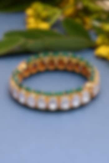 Gold Plated Semi-Precious Stone Handcrafted Bangle In Sterling Silver by Shubh Silver