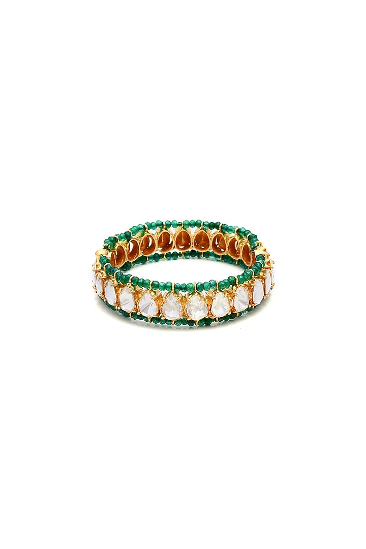 Gold Plated Semi-Precious Stone Handcrafted Bangle In Sterling Silver by Shubh Silver at Pernia's Pop Up Shop