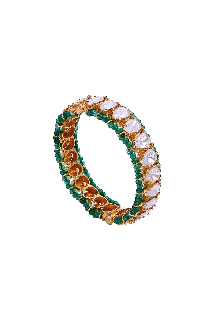 Gold Plated Semi-Precious Stone Handcrafted Bangle In Sterling Silver by Shubh Silver at Pernia's Pop Up Shop