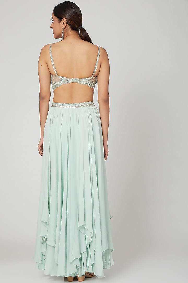 Sea Green Embroidered Wedding Lehenga Set by Seep Mahajan at Pernia's Pop Up Shop