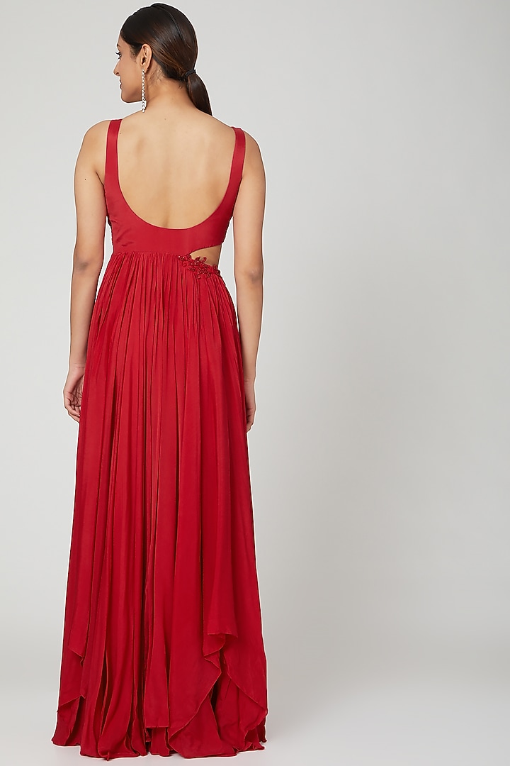 Red Embroidered Gown by Seep Mahajan at Pernia's Pop Up Shop