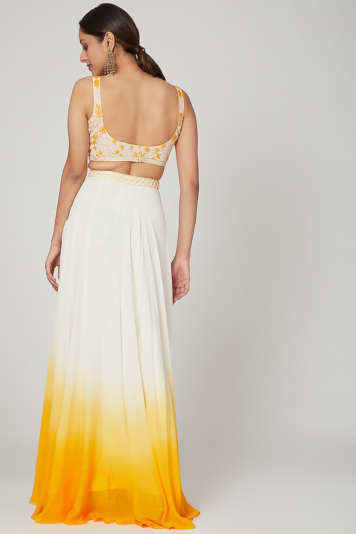 Ivory & Yellow Ombre Wedding Lehenga Set by Seep Mahajan at Pernia's Pop Up Shop