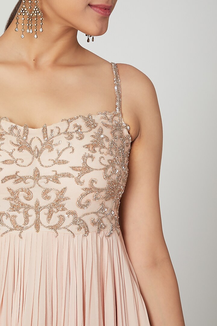 Champagne Embroidered Gown by Seep Mahajan at Pernia's Pop Up Shop