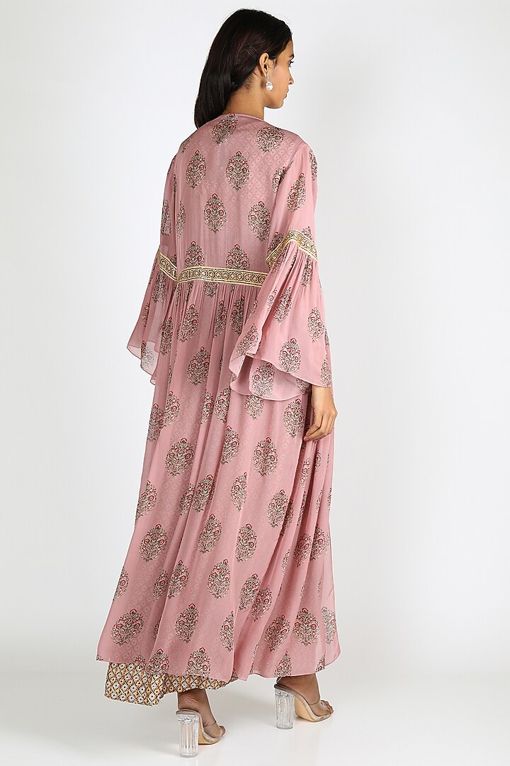 Pink Printed Jacket Set For Girls by Soup by Sougat Paul Kids at Pernia's Pop Up Shop