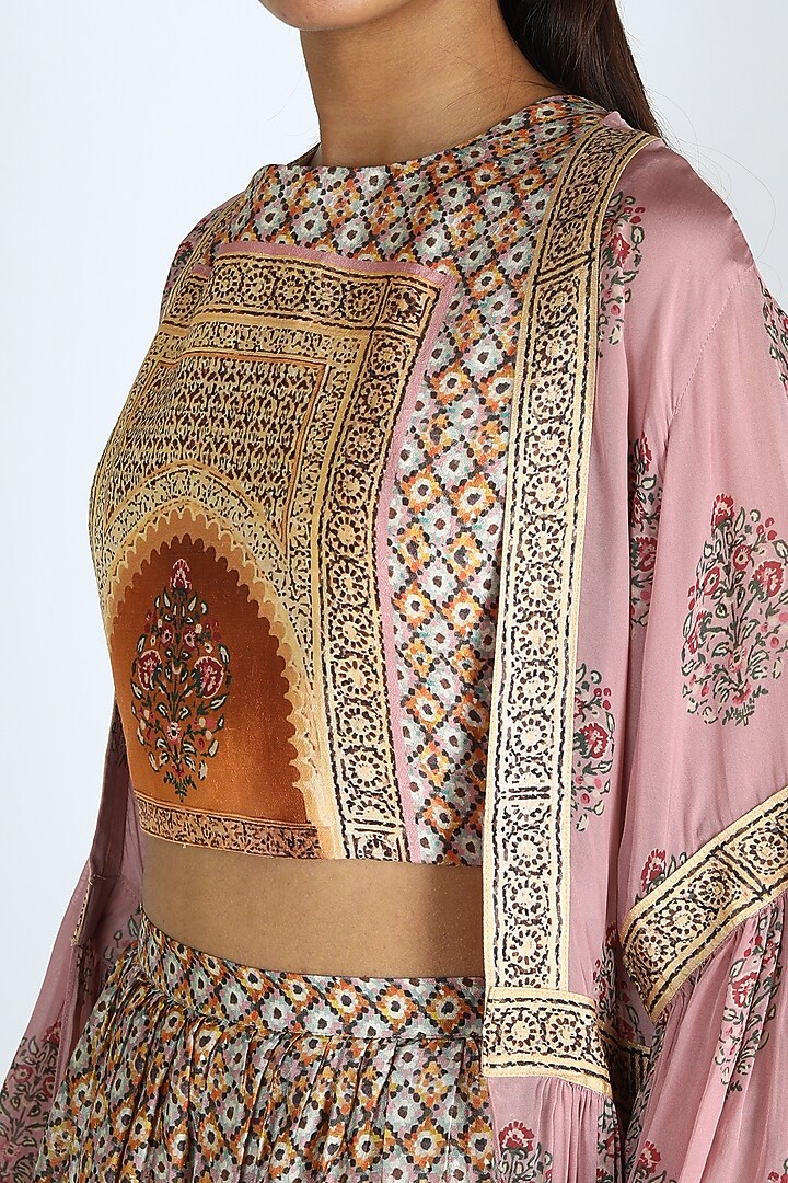 Pink Printed Jacket Set For Girls by Soup by Sougat Paul Kids at Pernia's Pop Up Shop