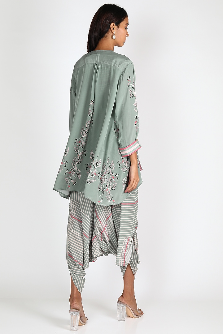 Blue Printed Dhoti Jumpsuit For Girls by Soup by Sougat Paul Kids at Pernia's Pop Up Shop