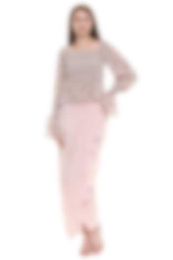 Dust Pink Draped Skirt Set For Girls by Soup by Sougat Paul Kids at Pernia's Pop Up Shop
