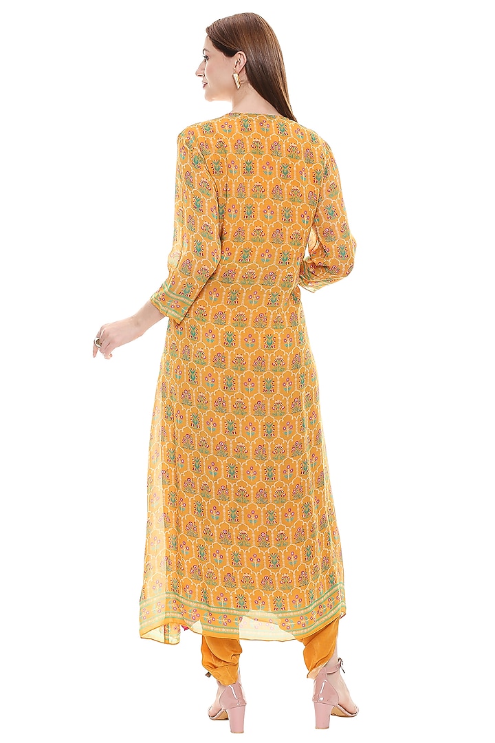 Mustard Crepe Dhoti Set For Girls by Soup by Sougat Paul Kids at Pernia's Pop Up Shop
