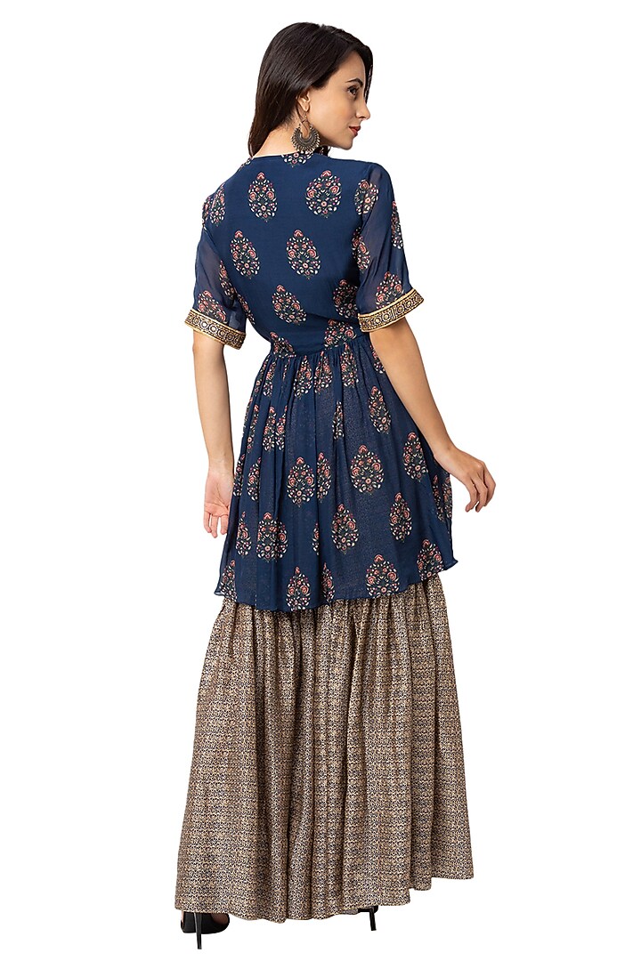 Golden Malaysian Silk Sharara Set For Girls by Soup by Sougat Paul Kids at Pernia's Pop Up Shop