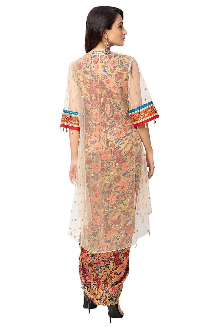 Yellow Saree Dress With Jacket For Girls by Soup by Sougat Paul Kids at Pernia's Pop Up Shop