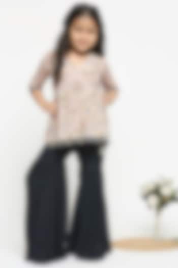 Sheer Pink Printed Pant Set For Girls by Soup by Sougat Paul Kids at Pernia's Pop Up Shop