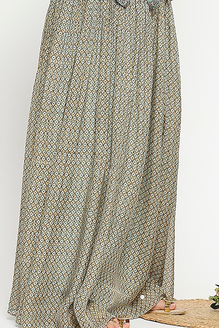 Catalina Green Printed Skirt Set For Girls by Soup by Sougat Paul Kids at Pernia's Pop Up Shop