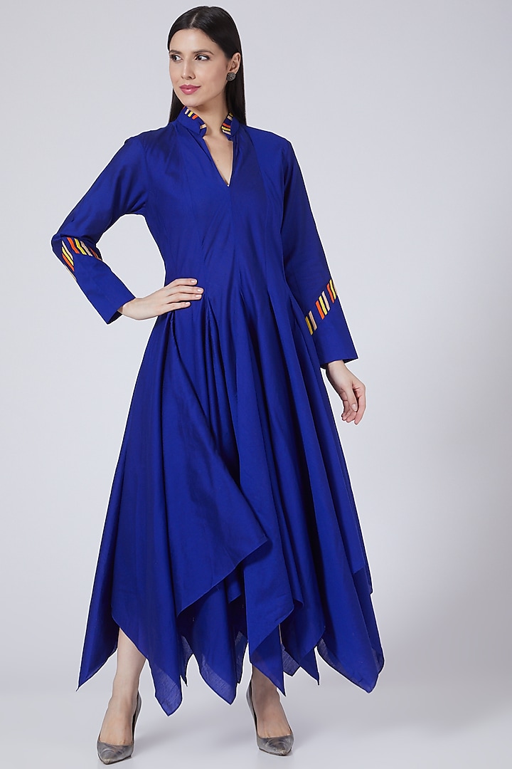 Cobalt Blue Handkerchief Kurta by Gulabo By Abu Sandeep at Pernia's Pop Up Shop