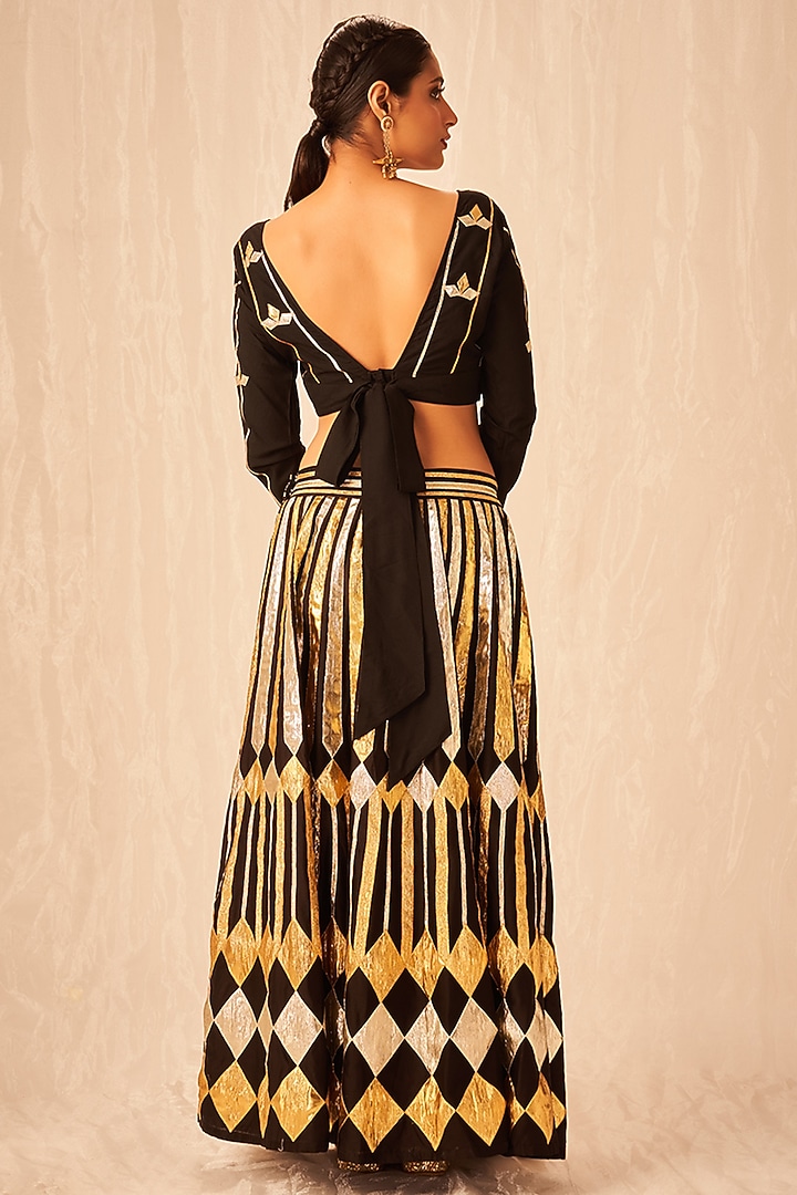 Black Cotton Silk Embroidered Blouse by Gulabo By Abu Sandeep at Pernia's Pop Up Shop