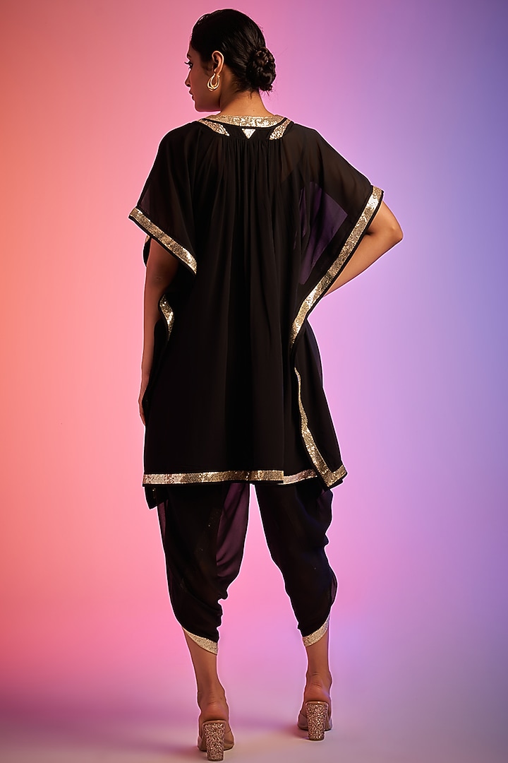 Black Georgette Embroidered Tulip Pants by Gulabo By Abu Sandeep at Pernia's Pop Up Shop