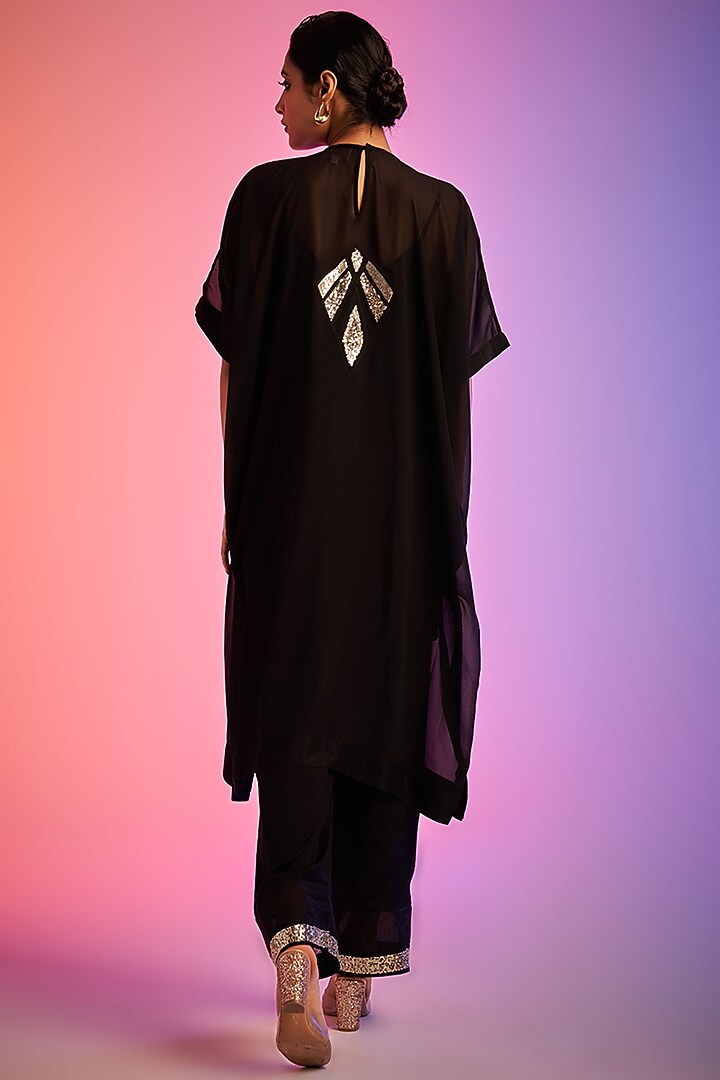 Black Georgette Embroidered Pants by Gulabo By Abu Sandeep at Pernia's Pop Up Shop