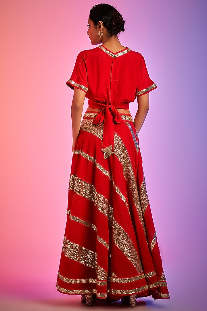 Red Shantoon Blouse by Gulabo By Abu Sandeep at Pernia's Pop Up Shop