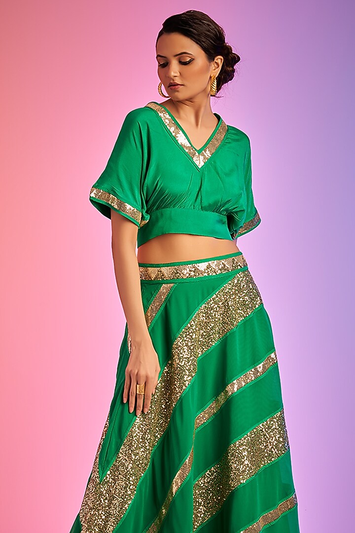 Green Shantoon Blouse by Gulabo By Abu Sandeep at Pernia's Pop Up Shop