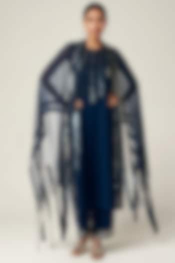 Teal Viscose Georgette Sequins Embellished Kurta Set by Gulabo By Abu Sandeep at Pernia's Pop Up Shop