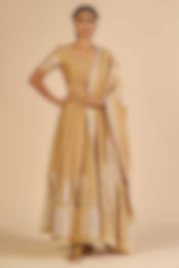 Beige Chanderi Skirt by Gulabo By Abu Sandeep at Pernia's Pop Up Shop