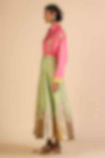 Green Chanderi Skirt by Gulabo By Abu Sandeep at Pernia's Pop Up Shop