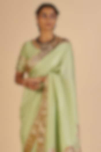 Green Chanderi Blouse by Gulabo By Abu Sandeep at Pernia's Pop Up Shop