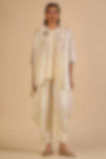 Off-White Chanderi Dhoti Pants by Gulabo By Abu Sandeep at Pernia's Pop Up Shop