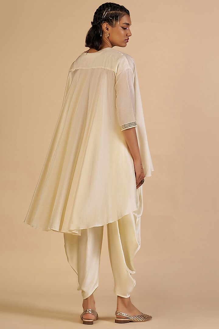 Off-White Chanderi Dhoti Pants by Gulabo By Abu Sandeep at Pernia's Pop Up Shop