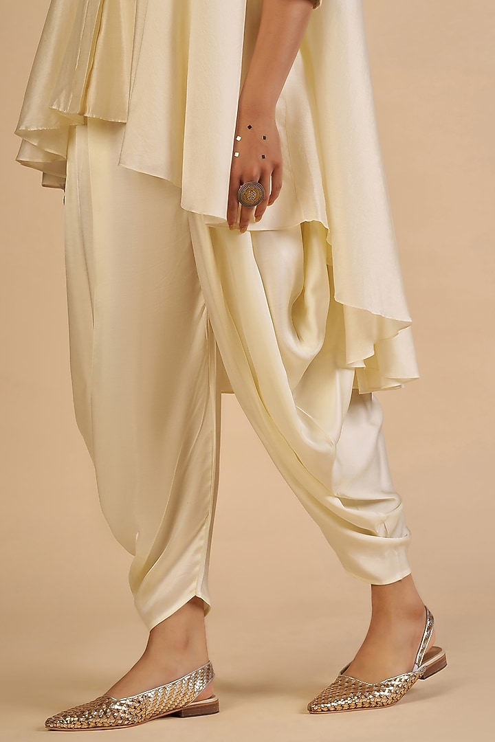 Off-White Chanderi Dhoti Pants by Gulabo By Abu Sandeep at Pernia's Pop Up Shop