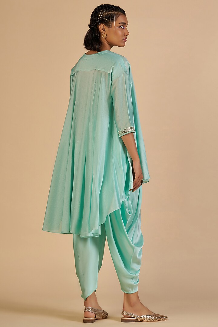 Aqua Chanderi Dhoti Pants by Gulabo By Abu Sandeep at Pernia's Pop Up Shop