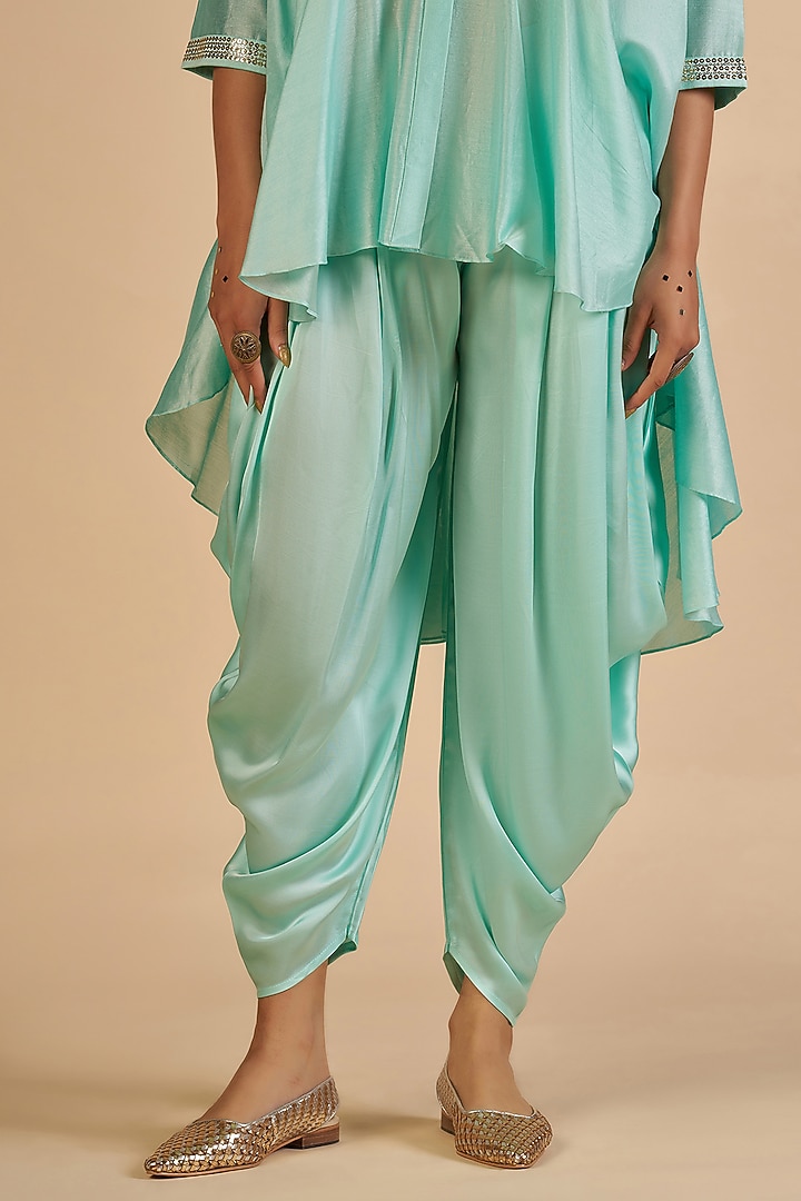 Aqua Chanderi Dhoti Pants by Gulabo By Abu Sandeep at Pernia's Pop Up Shop