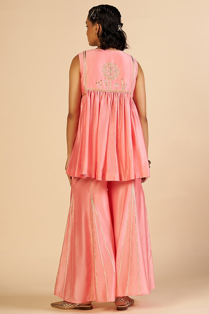 Pink Chanderi Tunic by Gulabo By Abu Sandeep at Pernia's Pop Up Shop