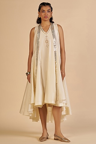 Off-White Chanderi Overlay by Gulabo By Abu Sandeep