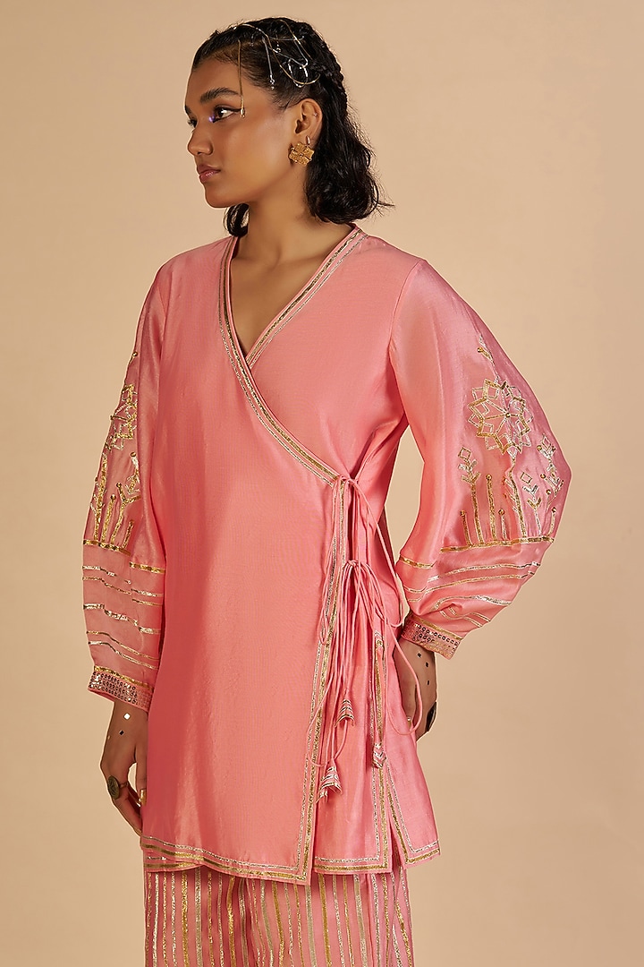 Pink Chanderi Tunic by Gulabo By Abu Sandeep at Pernia's Pop Up Shop