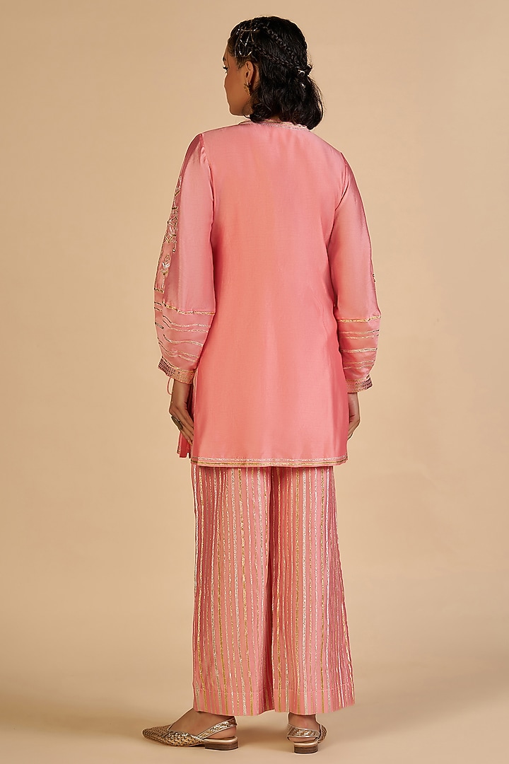 Pink Chanderi Tunic by Gulabo By Abu Sandeep at Pernia's Pop Up Shop