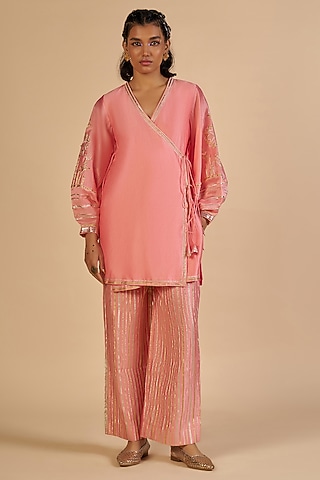 Pink Chanderi Pants by Gulabo By Abu Sandeep