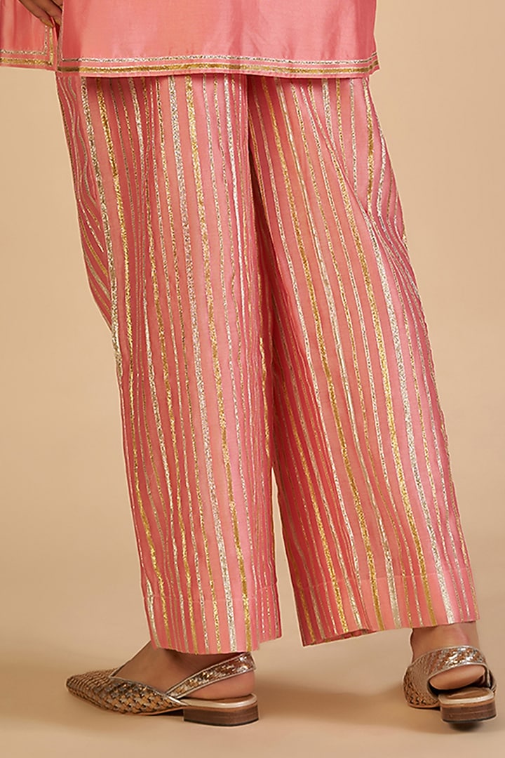 Pink Chanderi Pants by Gulabo By Abu Sandeep at Pernia's Pop Up Shop