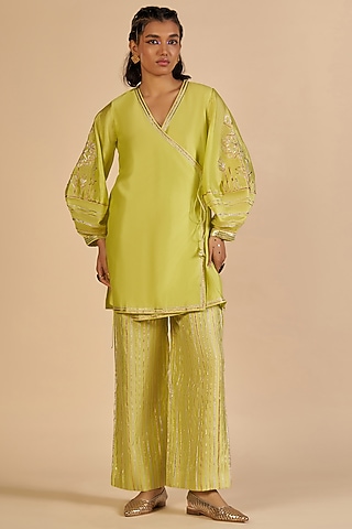 Lime Green Chanderi Tunic by Gulabo By Abu Sandeep