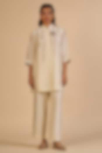 Off-White Chanderi Pants by Gulabo By Abu Sandeep at Pernia's Pop Up Shop