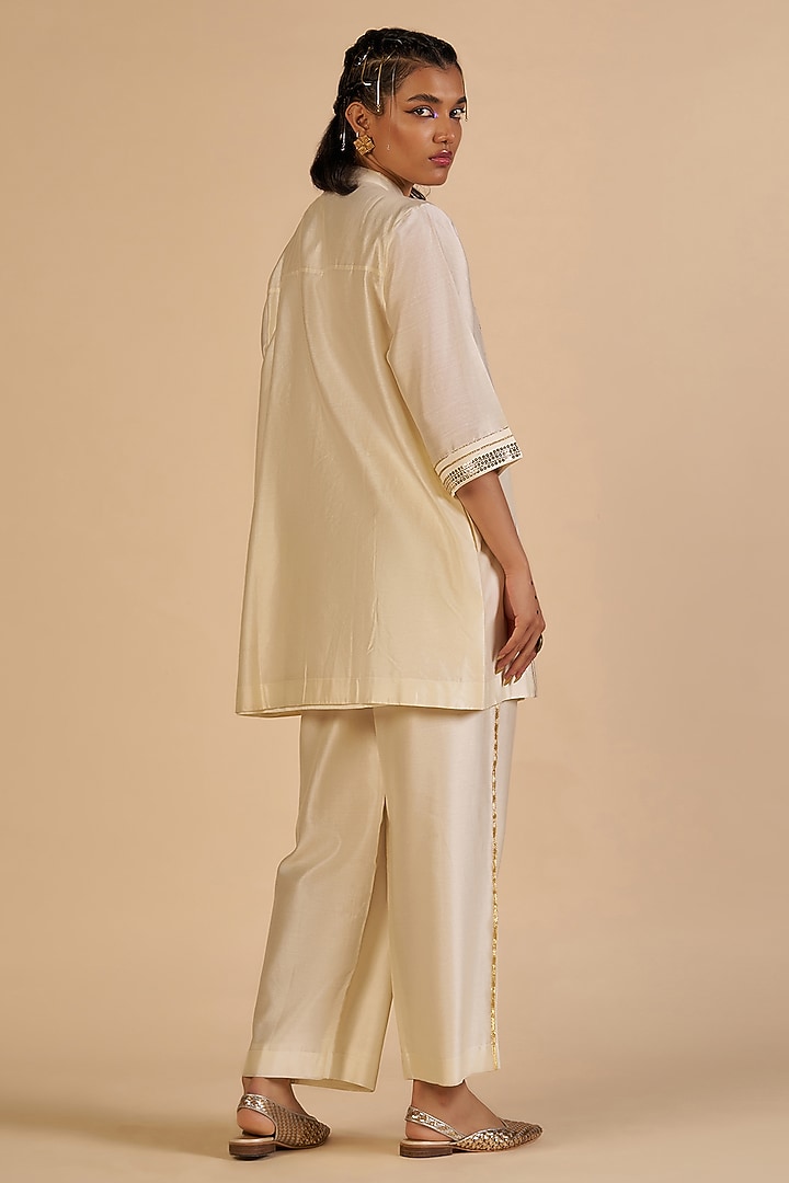 Off-White Chanderi Pants by Gulabo By Abu Sandeep at Pernia's Pop Up Shop